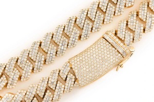 Collar Cubano Miami de Oro Amarillo de 10K con Diamantes Cultivados en Laboratorio de Alta Calidad, Estilo Hip Hop, para Boda, 23 mm de Ancho, 22 Pulgadas de Largo, para Mujer - Product Image 3