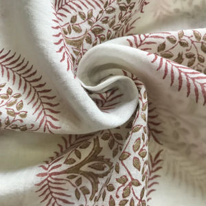 Tela de Algodón Estampada a Mano con Diseño Tradicional Indio de Árbol Buti Circular, Textil Artesanal - Product Image 4