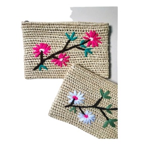 Pochette à fermeture éclair tissée à la main Sacs à main personnalisés en paille pour dames produits en gros - Product Image 1