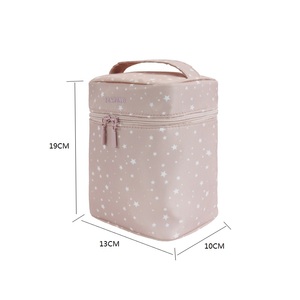 Sennrong Pink Star Pattern Cosmetic Bag Zipper Closure Water Resistant Travel Makeup Pouch Elegant Style All Seasons - Product Image 2