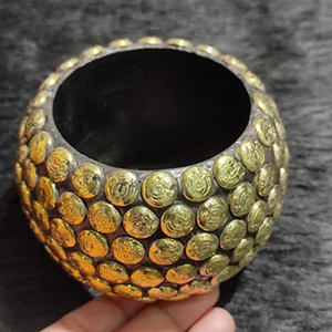 กำไลข้อมือทองเหลืองดิบแบบโมเดิร์น MS Handicraft ขนาด 69 มม. กำไลแบบฝังลาย กำไลแบบช่อง กำไลเปล่าแบบกว้าง กำไลทำมือ - Product Image 1