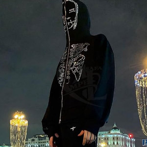 Sudaderas con capucha de diamantes de imitación de diseño personalizado Sudaderas con capucha de diamantes de imitación de alta calidad - Product Image 2