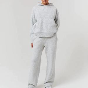 Chándal urbano de 2 piezas para mujer Sudadera con capucha de hombro caído de gran tamaño con pantalones de chándal Jogger Conjuntos para mujer - Product Image 5
