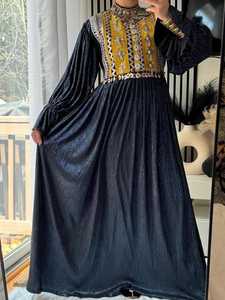 Vestidos de fiesta de boda paquistaníes afganos recién llegados para mujer, vestidos Vintage bohemios bordados pesados hechos en terciopelo - Product Image 3