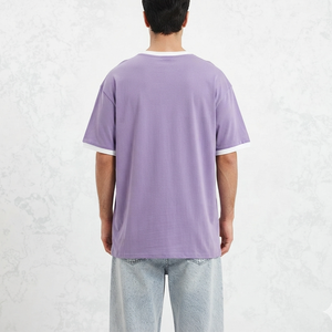 Custom Boxy Ringer T <b>Shirt</b> <b>Men</b> Oversized Contrast <b>Collar</b> Short Sleeve Vintage Street Wear Tee Private Label <b>Shirt</b> - Product Image 5