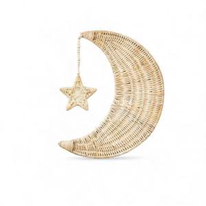 Décoration murale artisanale en lune naturelle tissée à suspendre pour la chambre de bébé, douce, apaisante, écologique, décoration de la maison - Product Image 2