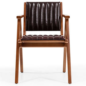 Fauteuil scandinave en bois Kama avec structure en teck massif et coussin en tissu pour la maison, le bureau et l'appartement - Product Image 2