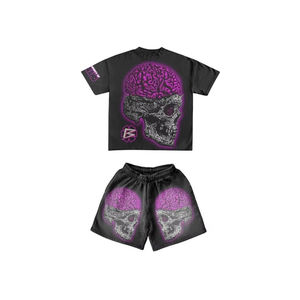 ชุดเสื้อและกางเกงขาสั้นสไตล์วินเทจสำหรับผู้ชายซักกรดฤดูร้อน2ชิ้นพร้อมพิมพ์ลายสกรีนเสื้อยืดและกางเกงขาสั้น - Product Image 5