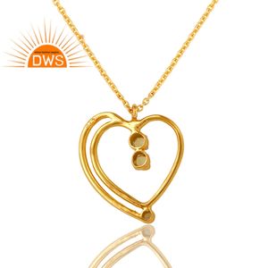 Collier de pierres précieuses en péridot brillant Bijoux Vente en gros Collier avec pendentif en forme de cœur en argent sterling plaqué or 18 ct - Product Image 4