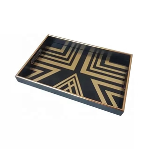 ถาดเสิร์ฟอาหารสแตนเลสทรงสี่เหลี่ยมผืนผ้าดีไซน์พิมพ์ลายเคลือบทำด้วยมือทันสมัยเป็นมิตรกับสิ่งแวดล้อม - Product Image 6