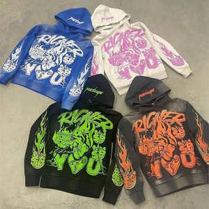 Sudaderas con capucha y sudaderas con capucha de hombre de peso pesado térmico Boxy personalizado estilo Streetwear desteñido al sol lavado con impresión de pantalla 3D Puff - Product Image 3