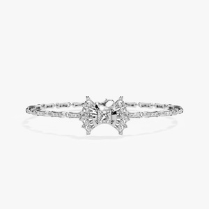Solid 18K White Gold Round Cut Moissanite Diamond Bracelet <b>Real</b> White Gold Natural Custom Jewelry For Women - Product Image 1
