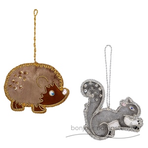 Fatto a mano scoiattolo ornamento di natale brillante decorazione festiva per la decorazione dell'albero festa figurina & giocattolo - Product Image 2