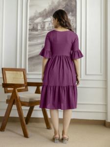 Vestido occidental plisado acampanado de crepé para mujer de Trendmalls () - Product Image 2