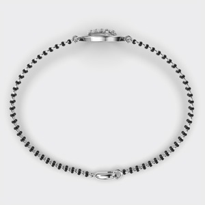 IGI Certified Lab Grown Round Diamond Swastik Symbol Mangalsutra <b>Bracelet</b> in <b>Solid</b> 925 Sterling <b>Silver</b> - Product Image 4