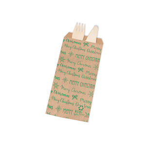 Bolsas de Papel Profesionales para Alimentos con Estampado Festivo Verde de 11x24cm, B2B - Product Image 1