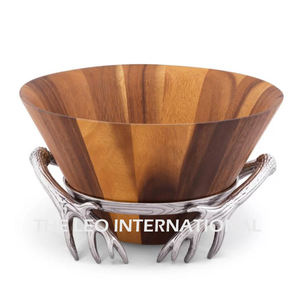 Bol en aluminium de qualité alimentaire, forme unique, finition brillante, plaqué or, aspect bois de cerf, accessoires de cuisine modernes pour la maison - Product Image 3