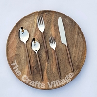 Ensemble de couverts en acier inoxydable mat écologique, manche en rotin bleu, vaisselle durable pour la cuisine – Vente chaude