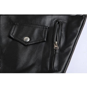 Veste de vélo en cuir PU de haute qualité avec logo personnalisé Streetwear veste en cuir de mode vente en gros de veste en cuir véritable en peau de mouton pour hommes - Product Image 6