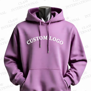 เสื้อฮู้ดสวมหัวผ้าฝ้าย100% สำหรับผู้ชายปรับแต่งได้, เสื้อมีฮู้ดผ้าฟลีซสีล้วนสำหรับฤดูหนาว - Product Image 1