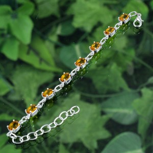 Citrine Silver <b>Bracelet</b> Handmade Yellow Gemstone Jewelry <b>Adjustable</b> Chain <b>Bracelet</b> Sterling Silver Jewelry Gift for Her Jewelry - Product Image 3