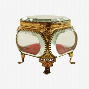 Modern Style Elegant Design Brass and <b>Glass</b> Jewelry <b>Box</b> Beveled Design Unique Shape Ring and Earing Storage <b>Box</b> in Wholesale - Product Image 5