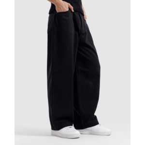 Vaqueros holgados vintage de corte ancho con pierna acampanada, estilo streetwear de cintura alta, tela vaquera con decoración de cristales y diamantes, color oscuro. - Product Image 5