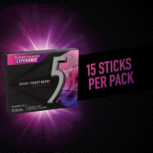 5 GUM Evolution <b>Sour</b> to <b>Sweet</b> Berry Flavor Changing Sugar Free Chewing Gum, 15-Stick Pack, 10 Count - Product Image 3