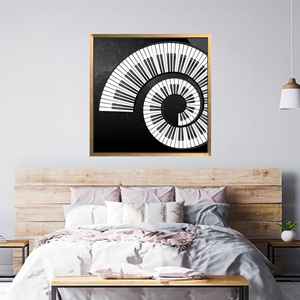 Tableau imprimé sur toile élégant pour décoration murale musicale moderne, encadré en or - Product Image 1