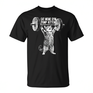 Camiseta Promocional de Gimnasio con Diseño de Gato Meme 'Pump Kitten' para Entrenamiento y Peso Muerto - Product Image 2