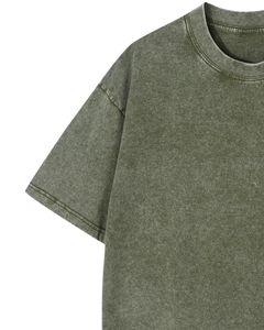 Olive Green Acid Wash T Shirt Men Oversized Vintage Style Soft Cotton Crew Neck Casual Streetwear Tee Summer Fashion Wear Unisex - Product Image 3