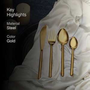 Ensemble d'argenterie en acier inoxydable ton or de qualité supérieure idéal pour table à manger cuisine servant cadeaux mariages et hôtel - Product Image 3