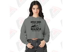 Stylish and Cozy Women's Crop <b>Hoodie</b> 100% Cotton for Winter Layering Embroidered Design Digital Printing Plain Dyed - Product Image 2