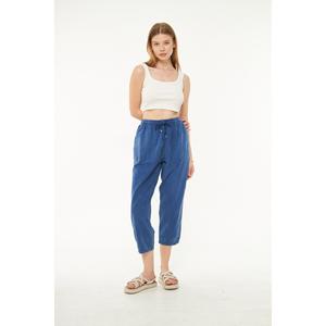 Pantaloni di lino lunghi fino alla caviglia a vita alta