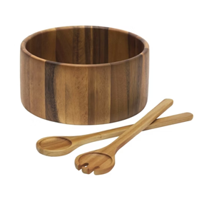 Lot de Bols à Salade en Bois d'Acacia Bio, Ensemble Premium de 3 Bols de Service en Bois avec Ustensiles – Vente en Gros Vietnam - Product Image 1