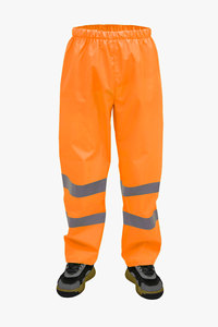 Conjunto de pantalones y chaqueta impermeables ligeros de poliéster respetuosos con el medio ambiente reflectante de alta visibilidad, seguridad Industrial duradera para exteriores - Product Image 5