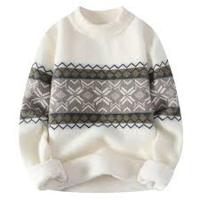Pull-over en maille jacquard structuré pour homme, collection Hiver 2025, dernier design, service OEM, personnalisable, face avant en coton/acrylique