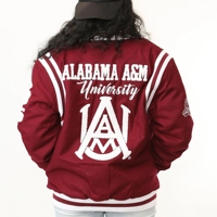 Veste universitaire Infinitive Apparel Alabama A&M University personnalisée, modèle premium HBCU, respirante, en tricot, avec fourrure de lapin