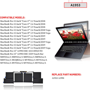 A1582<span class=keywords><strong>แบ</strong></span><span class=keywords><strong>ต</strong></span>เตอรี่แล็ปท็อปสำหรับ <span class=keywords><strong>MacBook</strong></span> <span class=keywords><strong>Pro</strong></span> 16นิ้ว2019 6559มิลลิแอมป์<span class=keywords><strong>ต</strong></span>่อชั่วโมง - Product Image 5