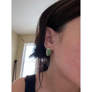 Sonoran Gold Turquoise & <b>Sterling</b> <b>Silver</b> Princess Cut <b>Stud</b> <b>Earrings</b> - Product Image 2