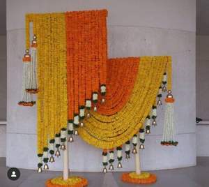 Artificial Marigold Glower Fluffy Yellow and Orange Garlands Door Toran Set Door Hangings for Home Office, Wedding , Hldi <b>Decor</b> - Product Image 1