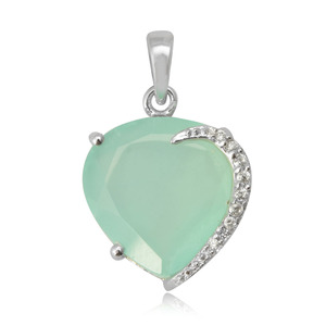 Usine en gros élégant bijoux vintage 925 argent sterling aqua calcédoine pierre coeur forme boucle d'oreille pendentif anneau ensemble - Product Image 3