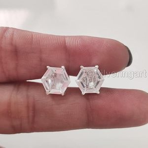 Womens <b>Stud</b> Earring Natural White Topaz Gemstone October Birthstone Christmas Handmade Jewelry 925 <b>Sterling</b> <b>Silver</b> <b>Stud</b> Earring - Product Image 3