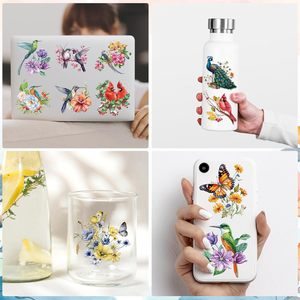 Cổ điển UV dtf cup bọc-20 Sheets Flower Bird UV dtf cup kết thúc tốt đẹp cho 16 oz hồng y chuồn chuồn ong uvdtf đề can cho thủy tinh - Product Image 5