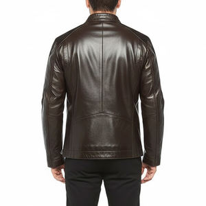 Chaqueta de Cuero Genuino Original para Hombre, Chaqueta de Cuero Clásica de Cordero, Chaqueta de Motociclista a la Moda, Chaqueta Impermeable, Servicios OEM - Product Image 2