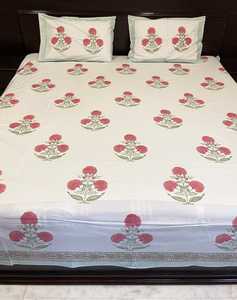 ผ้าคลุมเตียงผ้าฝ้ายแท้300TC พิมพ์ลายดอกไม้ขนาดใหญ่2ไซส์ผ้าวุณฝ้ายแท้กันน้ำ - Product Image 5