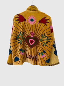Veste en velours brodée à la main avec col mandarin, manches longues, style Prairie Chic, pour adulte, idéale pour le printemps - Product Image 2