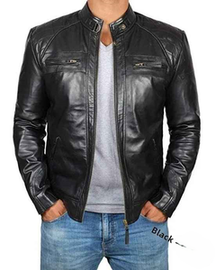 Chaqueta de Cuero para Motociclista Estilo Punk para Hombre, Chaqueta de Motocicleta con Cuello Alto, Fibra de Poliéster Gruesa, Moda Casual de Primavera y Otoño - Product Image 2