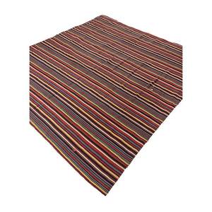 Tapis en laine tissé à la main Aalam, motif kilim rayé rouge et orange, viscose 3D pour couloir, chambre ou chevet, modèle PAEM-950 - Product Image 2