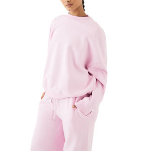 Sudadera con Capucha de Moda Urbana al por Mayor, Personalizada, Color Rosa Sólido, Felpa de Algodón, Lavado Ácido, Logotipo Frontal para Mujer - Product Image 3